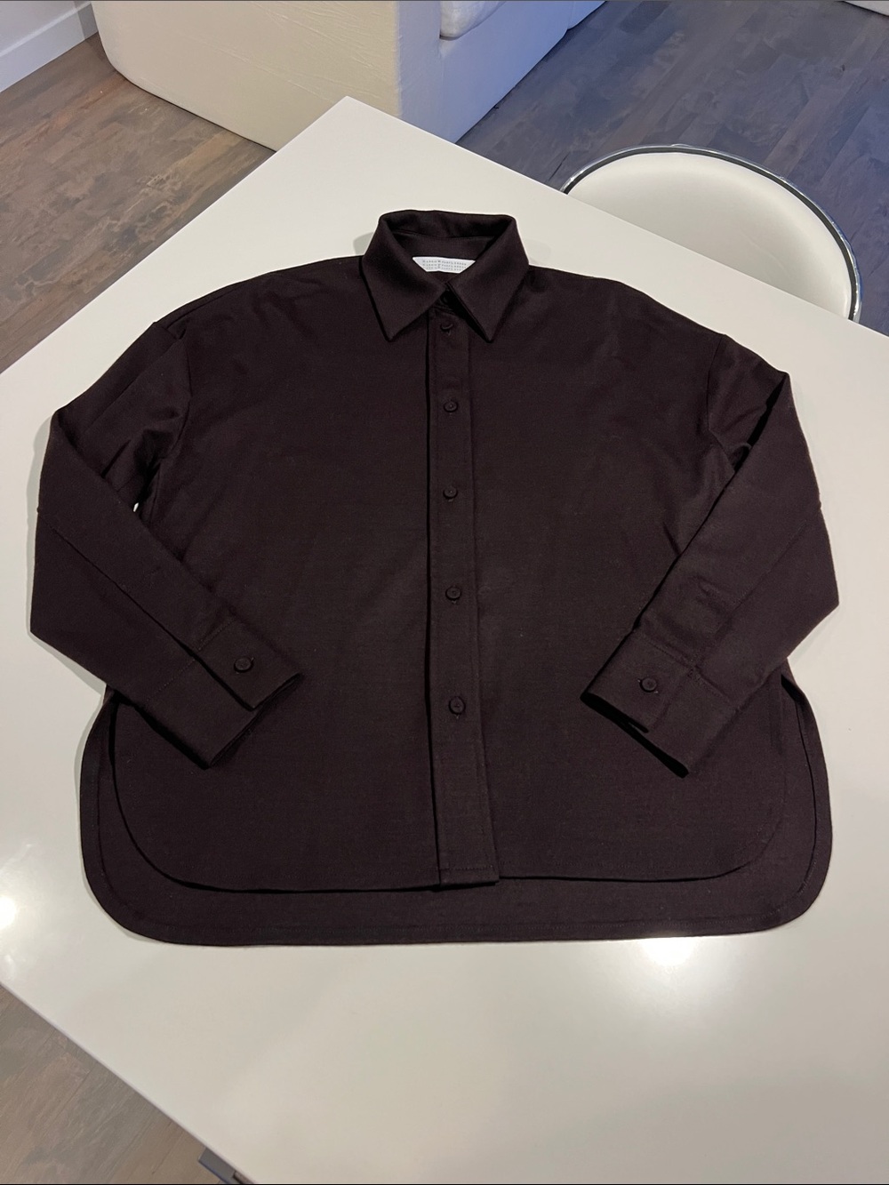 Harris Wharf London oversized long sleeve button up shirt top superfine merino